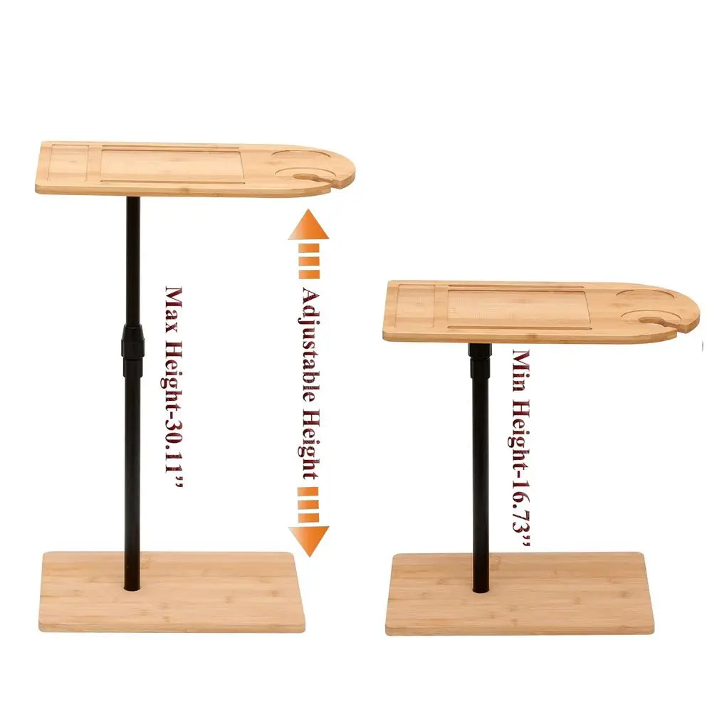 Couch Side Table 360 Swivel Bamboo Tray Table