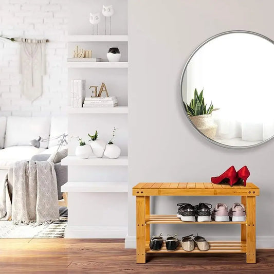 Bamboo Shoe Rack Storage Bench