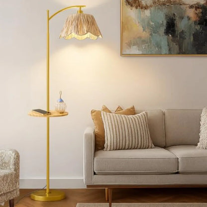 Rattan Boho Floor Lamp for Living Room