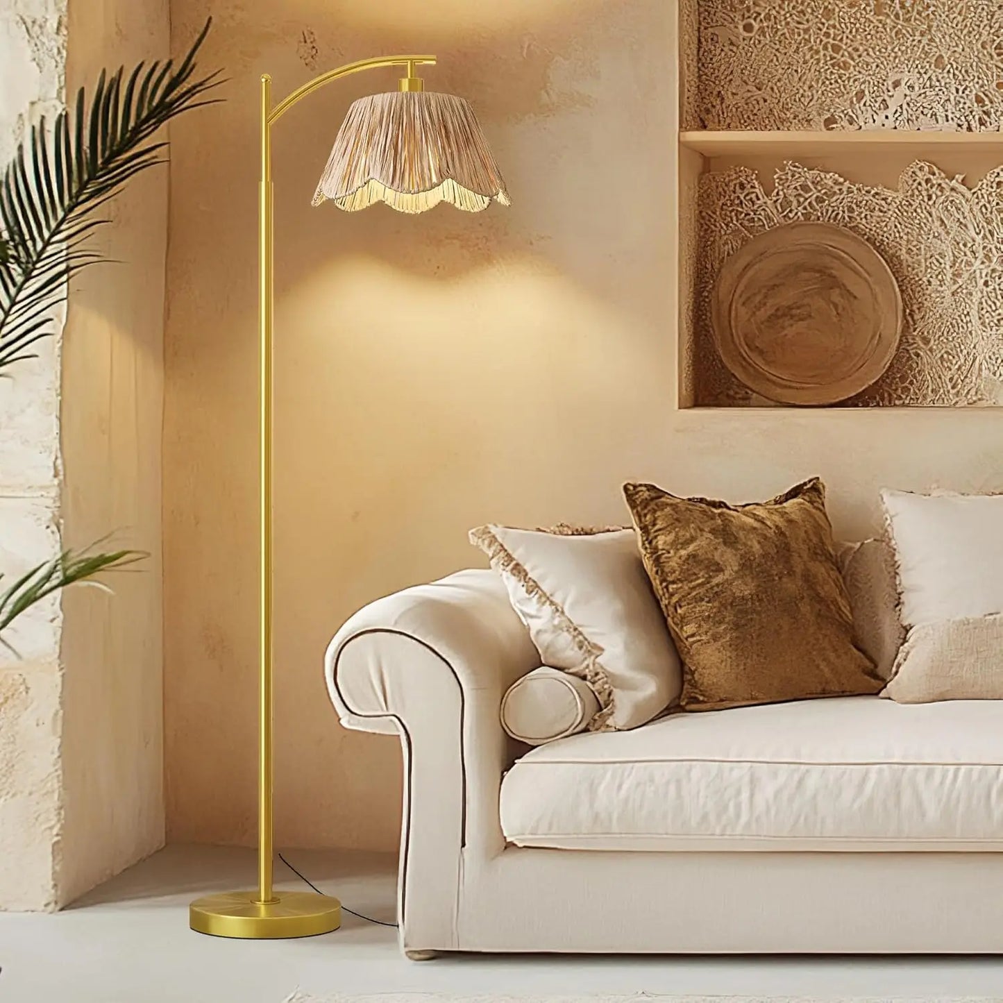 Rattan Floor Lamp with Hand-Woven Shade