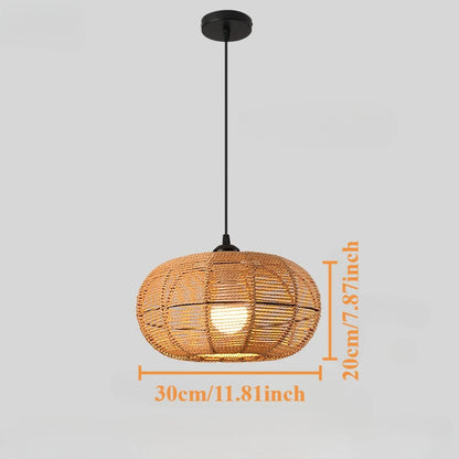Natural Rattan Chandelier Small Paper Rope Pendant Light
