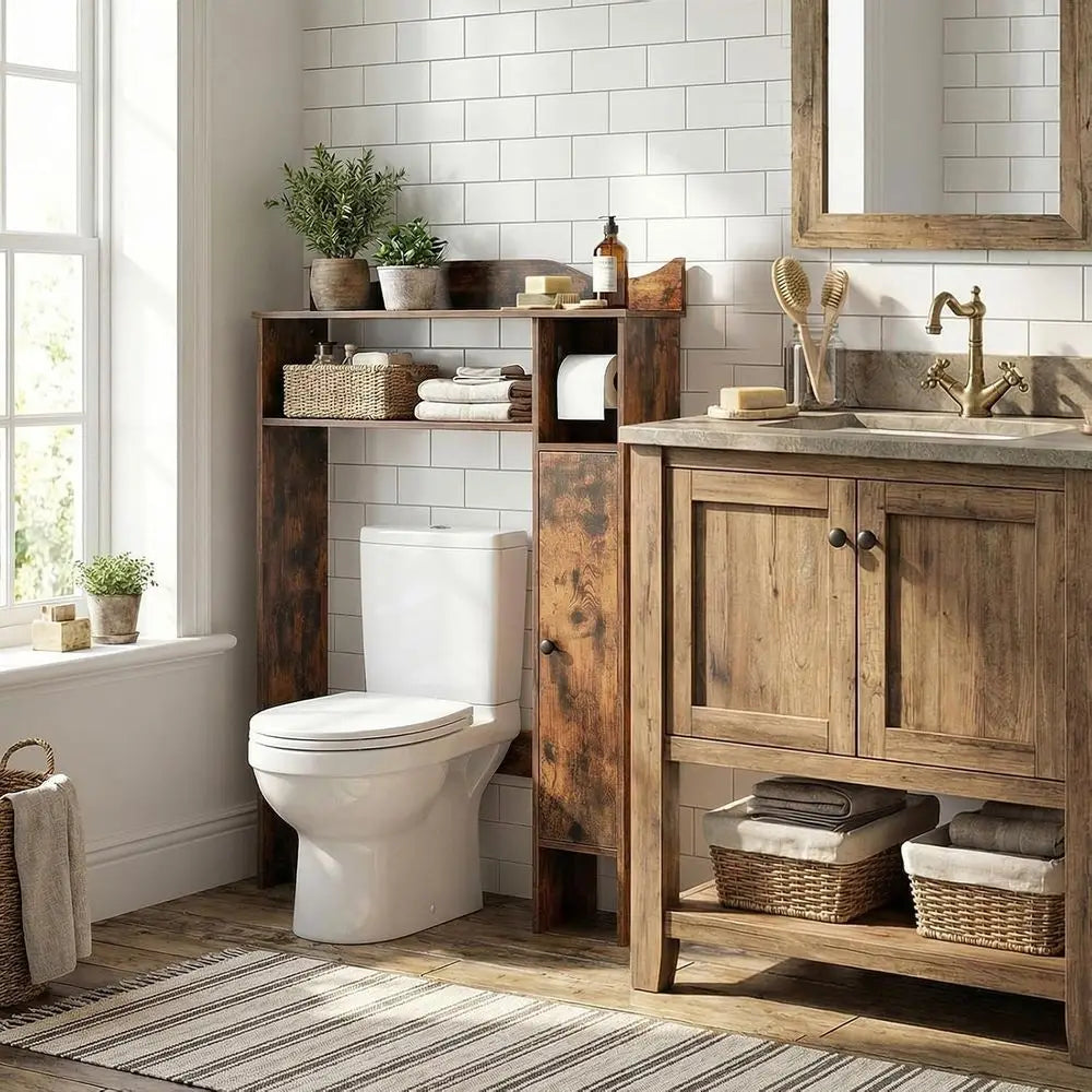 Over the Toilet Bathroom Organizer with Toilet Paper Holder