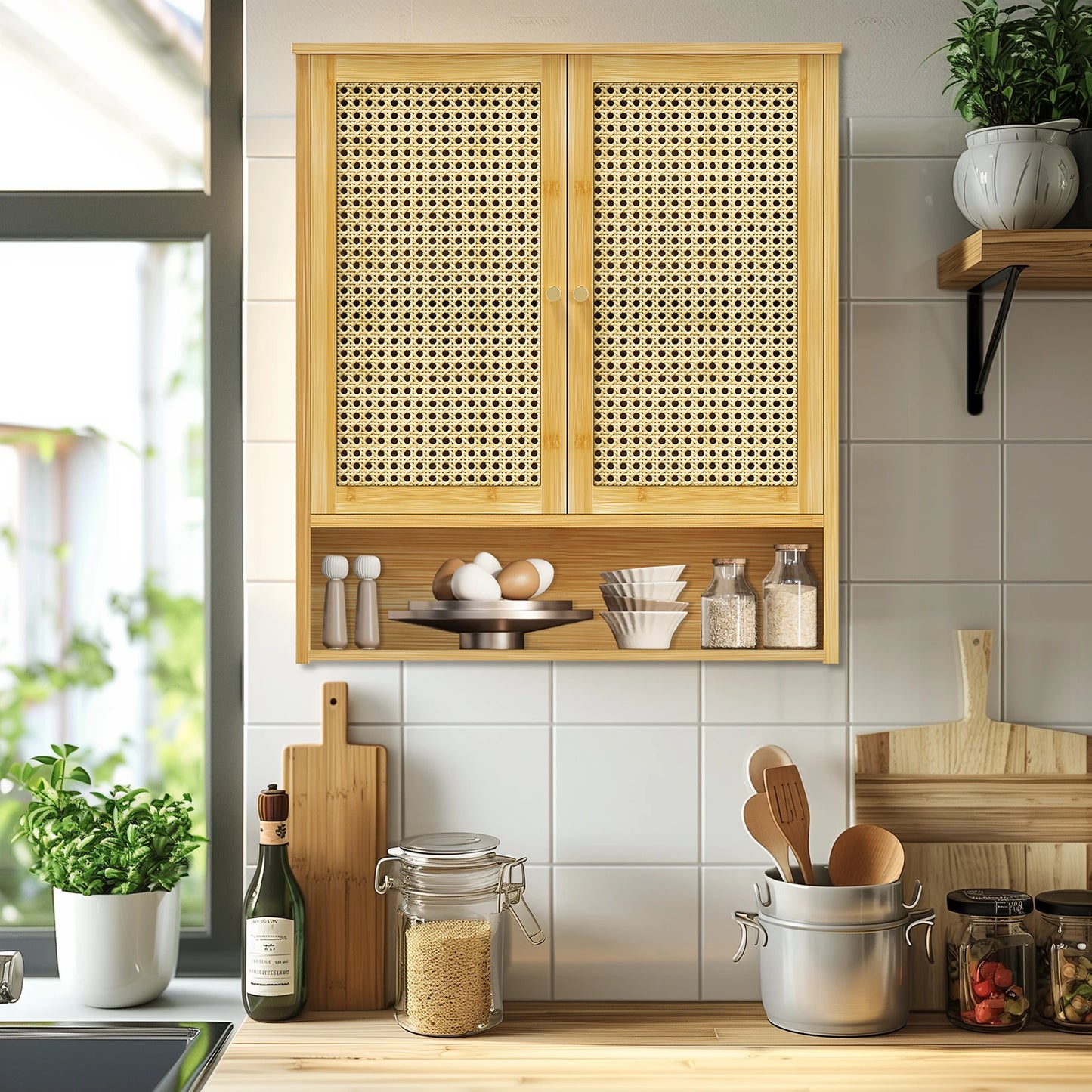 Wooden Storage Cupboard Wall Mounted Medicine Cabinet