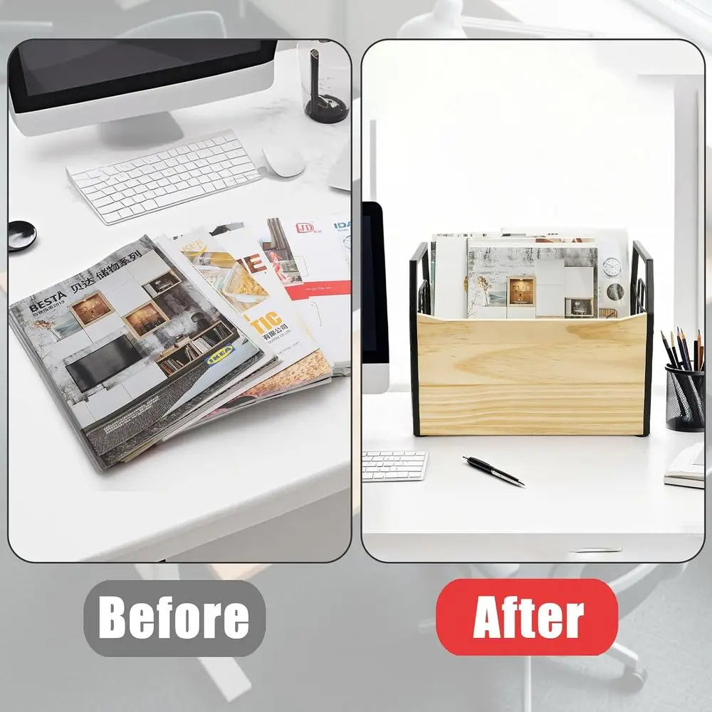 Rustic Magazine Storage Rack and Book Organizer
