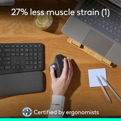 Wireless Ergonomic Trackball Mouse with USB-C Charging