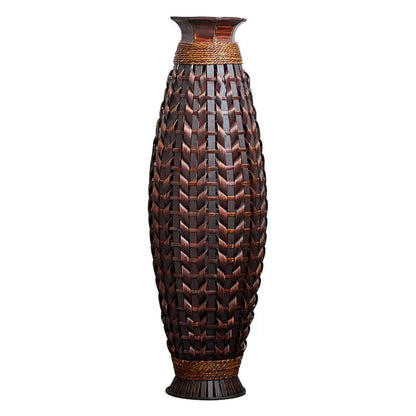 Handwoven Bamboo Floor Vase, 38.97" Tall