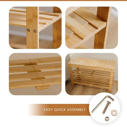 Bamboo Shoe Rack Storage Bench