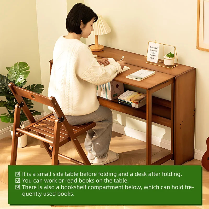 Foldable Bamboo Computer Desk for Small Spaces