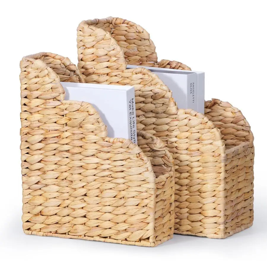 Water Hyacinth Magazine Holders with Scalloped Edge