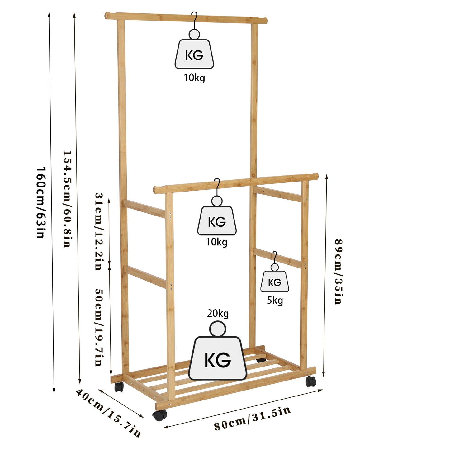 Double Layer Garment Hanging Display Stand Rack