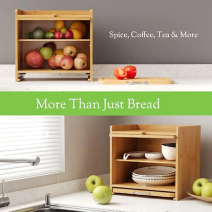 Bamboo Bread Box for Kitchen Countertop