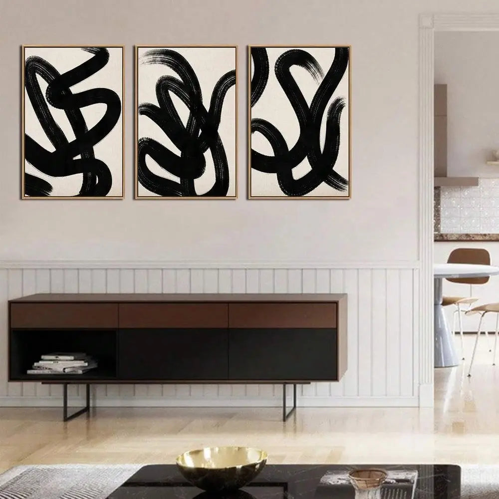 Wall Art Canvas Set Abstract Lines Pictures