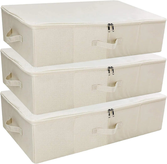 3-Piece Collapsible Underbed Storage Bins Fabric Boxes