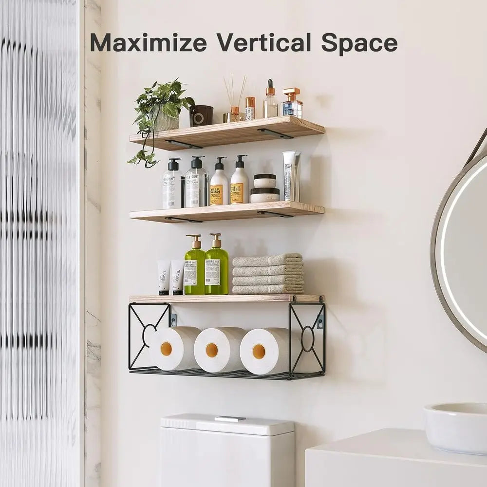 Bathroom Shelves Over Toilet with Storage Basket