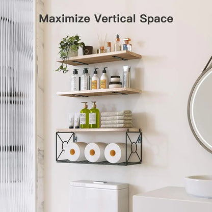 Bathroom Shelves Over Toilet with Storage Basket