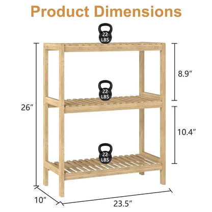 3-Tier Bamboo Rack Multifunctional Storage Shelf