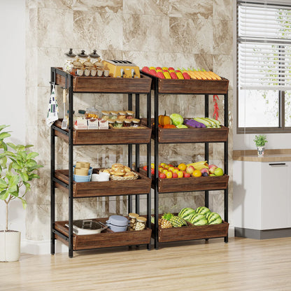 Fruit and Vegetable Wood Utility Storage Shelves