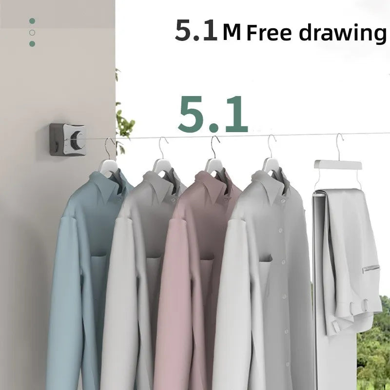 Retractable Clothesline Stainless Steel Pull-Out Clothes