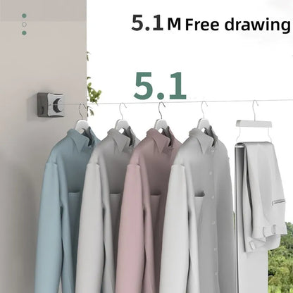 Retractable Clothesline Stainless Steel Pull-Out Clothes
