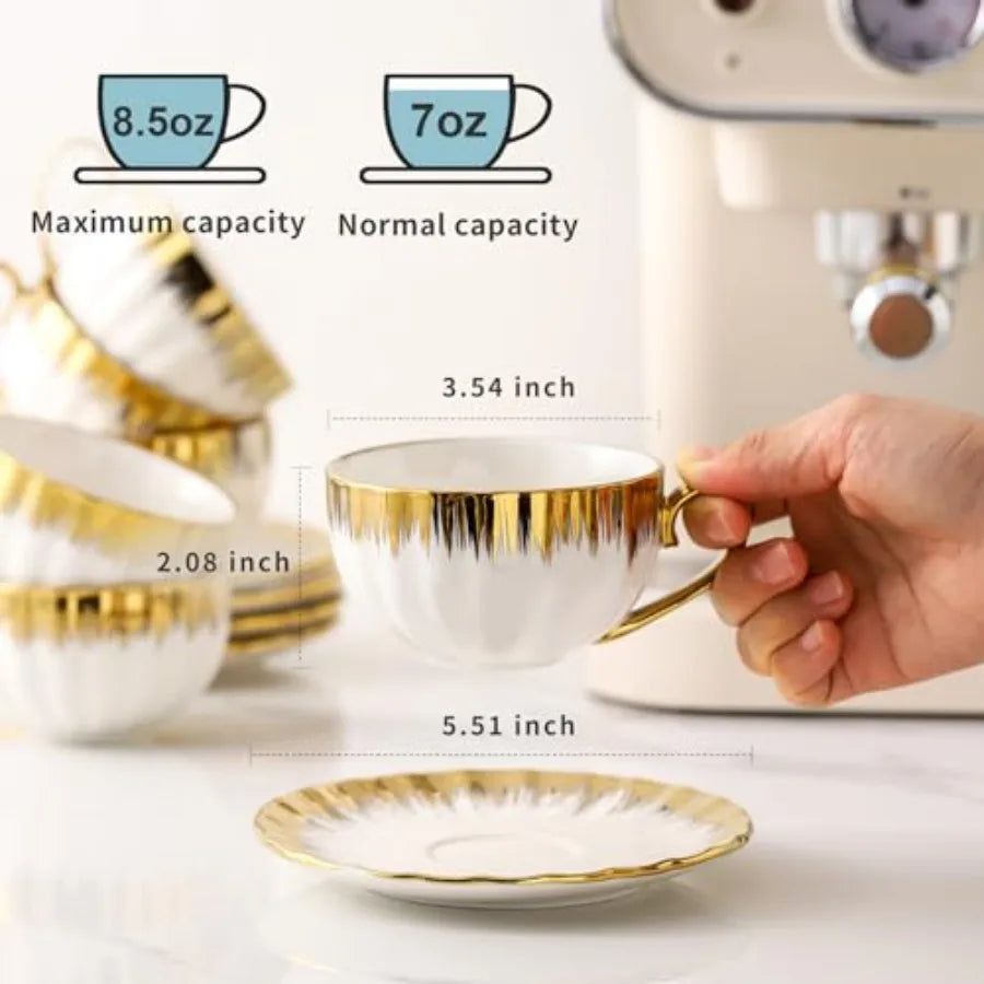 Set of Ceramic Saucers and Tea Cups