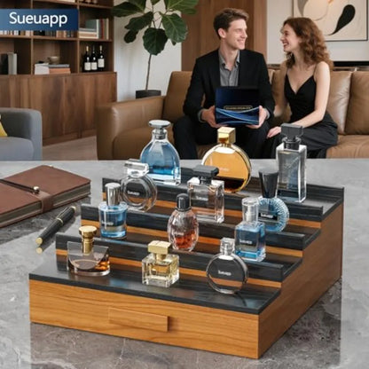 Solid Walnut Cologne Organizer Display Shelf