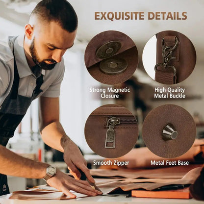 Large Leather Laptop Messenger Bag for Men