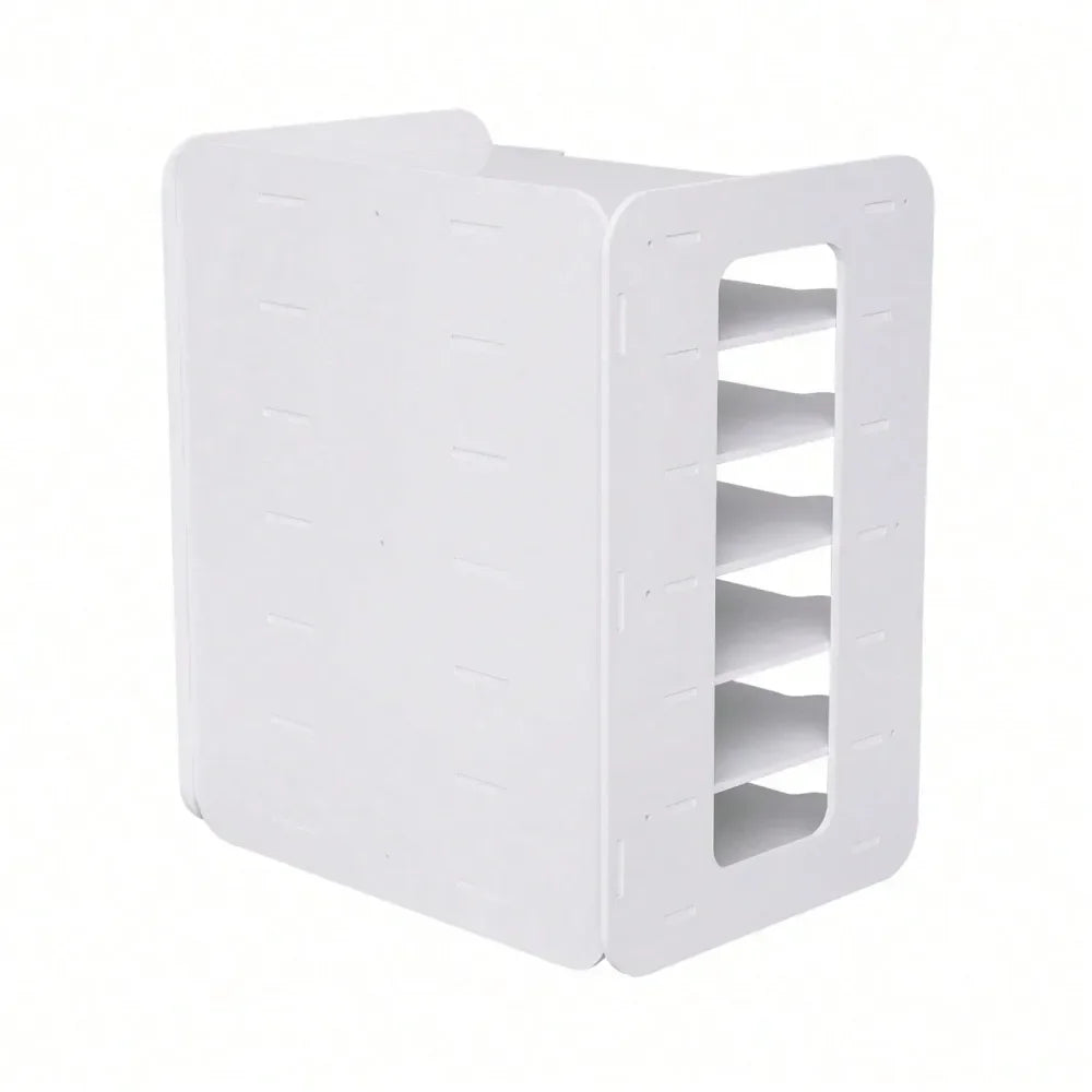 7 Tier White Wooden Desktop Storage Rack