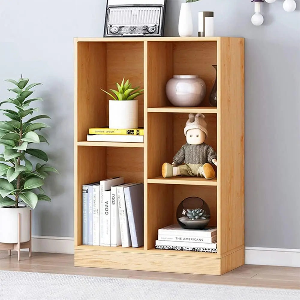 Wooden 3-Tier Open Shelf Bookcase with Base