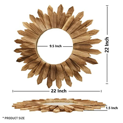 2 Pack 22 Inch Boho Wall Sunburst Mirror