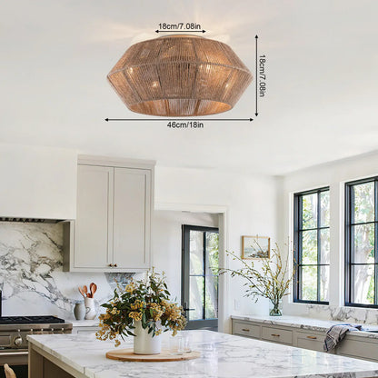 Modern Rattan Cage Ceiling Fan Light