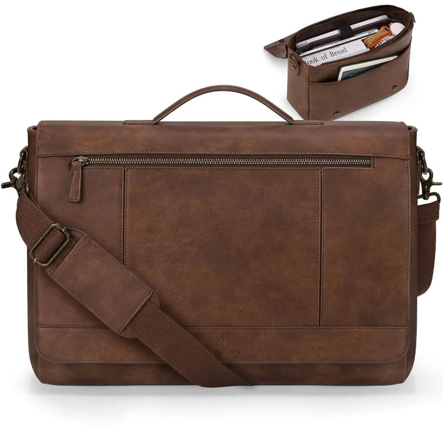 Large Leather Laptop Messenger Bag for Men