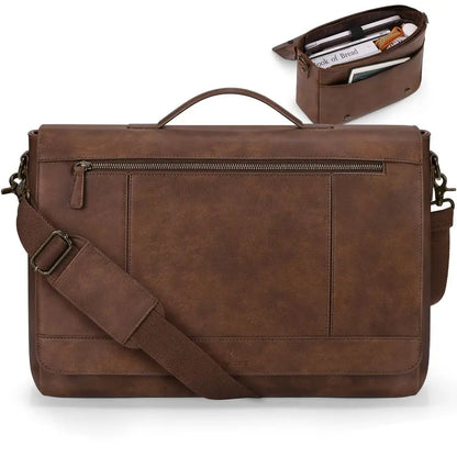 Large Leather Laptop Messenger Bag for Men
