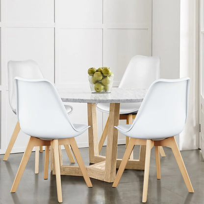 Leather Dining Chairs Set of 4 Wooden Legs