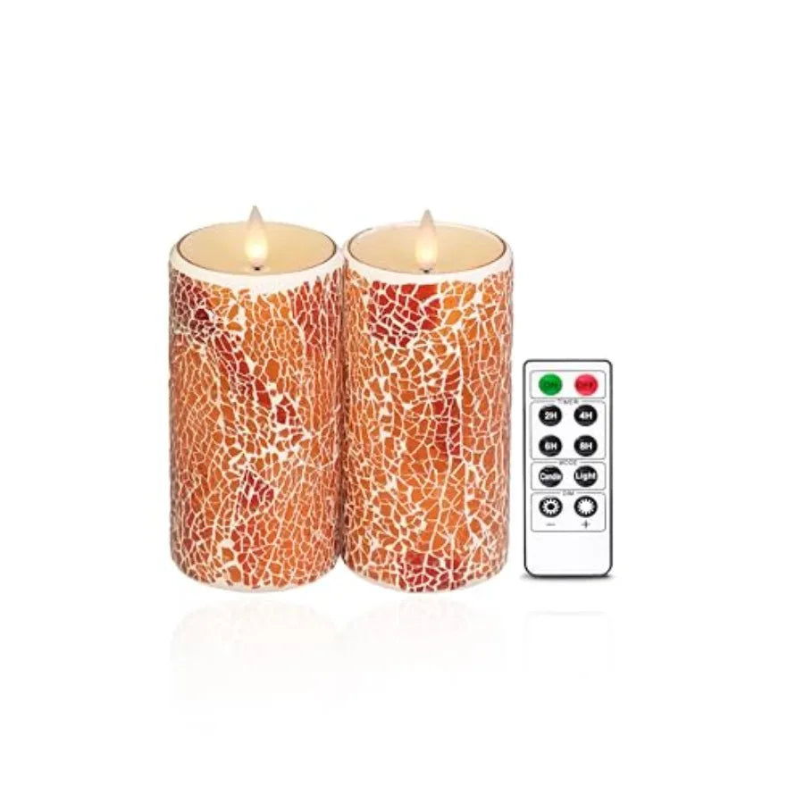 Glass Flameless  Candles Flickering with Remote Timer