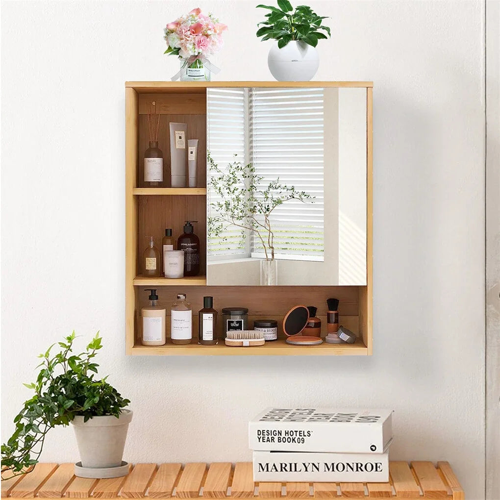 Wooden Medicine Cabinet Wall Mounted Bathroom Vanity Mirror