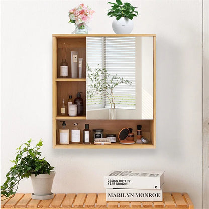 Wooden Medicine Cabinet Wall Mounted Bathroom Vanity Mirror