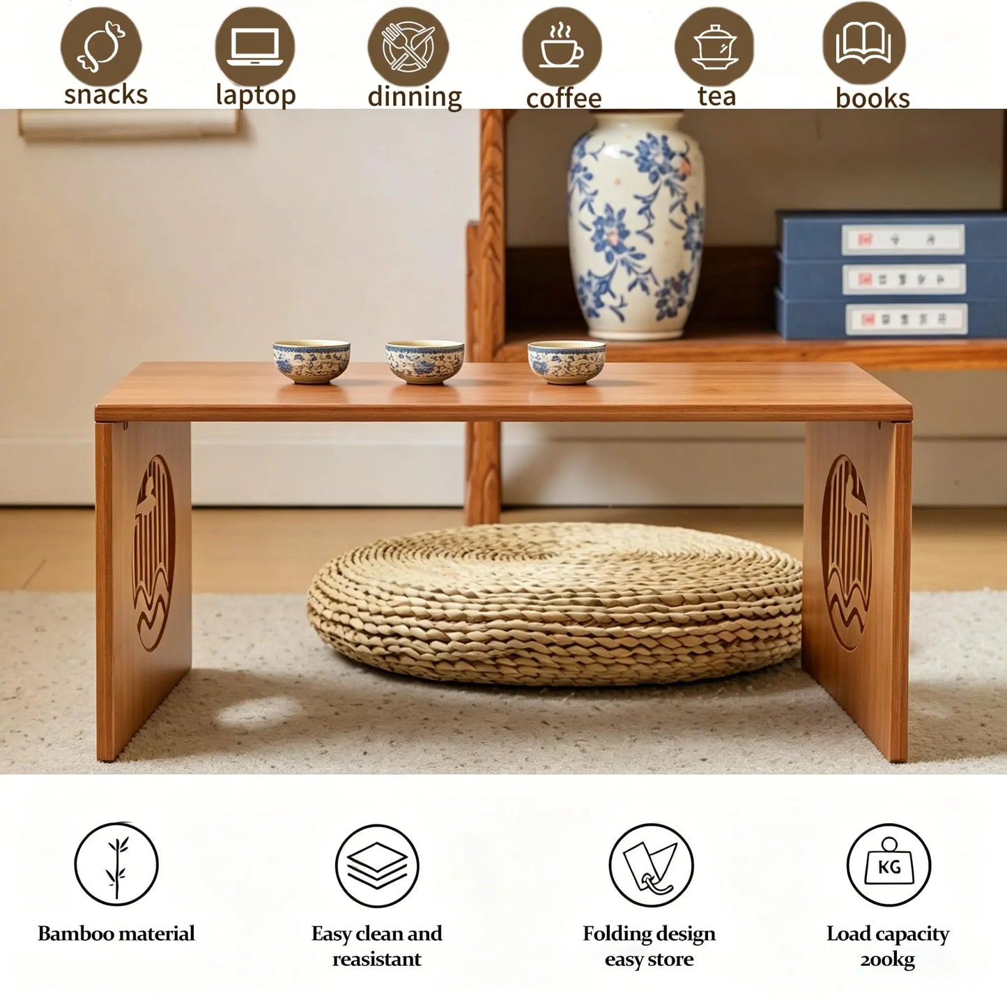 Bamboo Folding Low Coffee Table